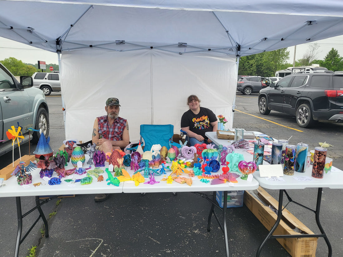 One of our first events! Pictured here are my husband, Mel and our helper for the day, our daughter, Veronica!